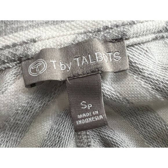 T by Talbots Striped A Line Dress Sz Small Petite Womens Short Sleeve Gray & Whi - Picture 3 of 16